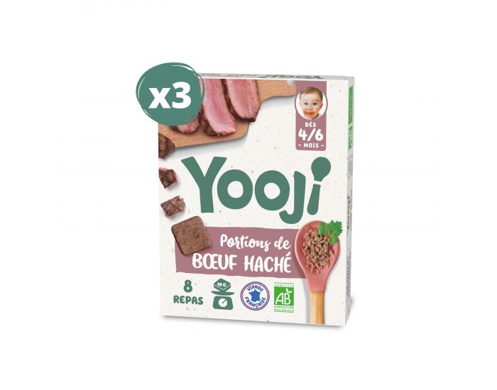 YOOJI Hach� en Portions - Veau Bio - Lot de 3 - D�s 6 Mois