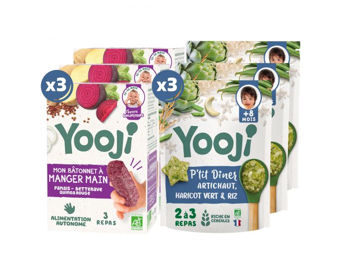 YOOJI B�tonnets � Manger-Main Betterave & P'tits D�ners Artichaut - Lot de 6 - D�s 12 mois