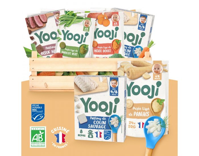 YOOJI Panier 1 Mois de Repas - Pur�es Lisses de L�gumes & Hach�s de Viandes et Poissons - D�s 6 mois