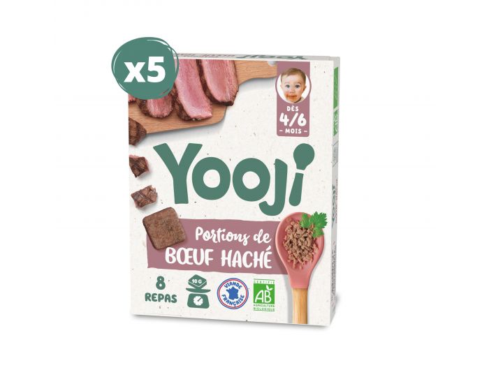 YOOJI Hach� en Portions - B�uf Bio - Lot de 5 - D�s 6 Mois