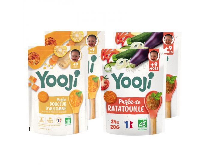 YOOJI Pur�es Morceaux - Ratatouille & Douceur d'Automne Bio - Lot de 4 - D�s 9 mois