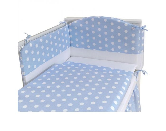 SEVIRA KIDS Parure de lit bb avec tour de lit - Pois Chic Bleu - 3 pices