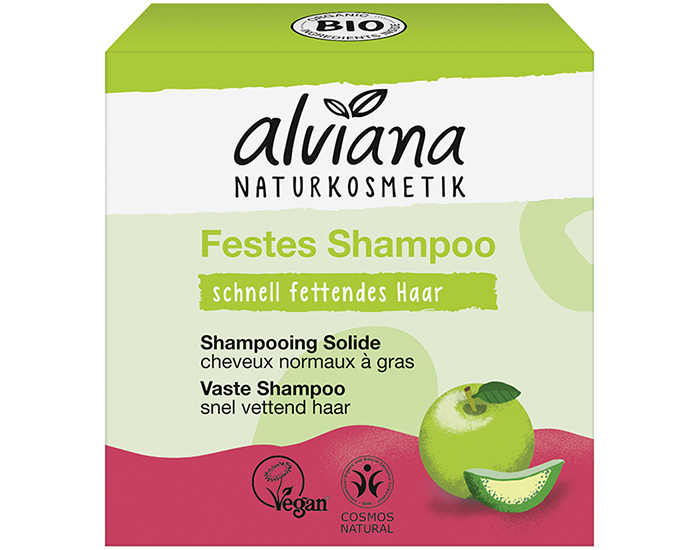 ALVIANA Shampooing Solide à la Pomme - Cheveux Normaux à Gras - 60 g