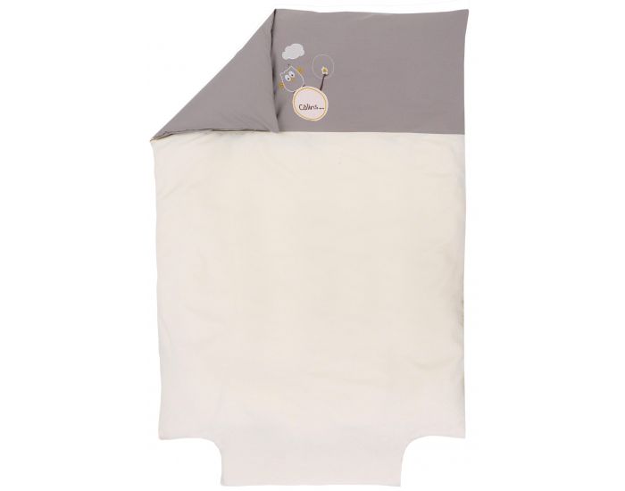 P'TIT BASILE Housse de Couette Brod�e Lit B�b� - Coton Bio - Chouette - 100x140 cm