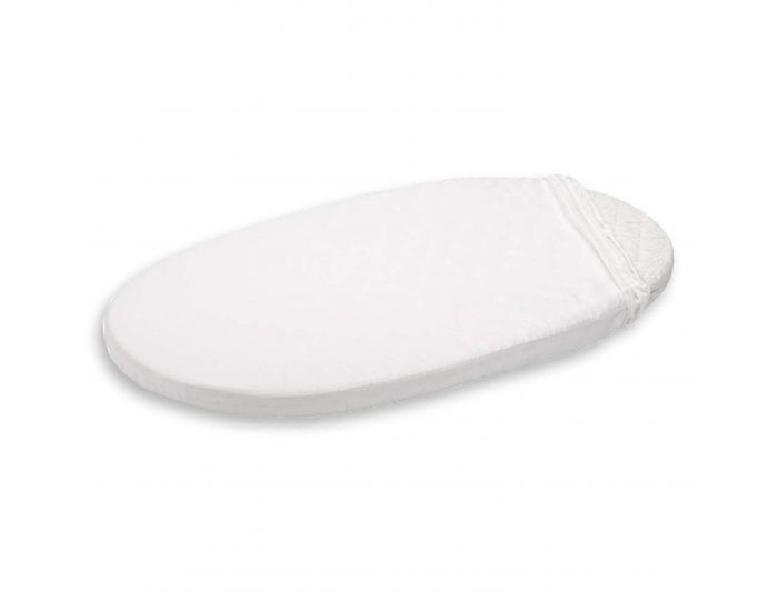 P'TIT BASILE Drap Housse Ovale Berceau Couffin - Coton Bio - Blanc - 40x80 cm