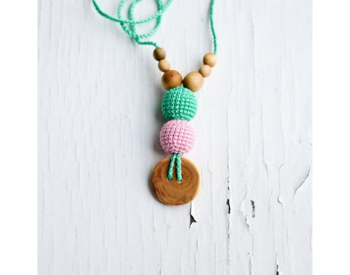 KANGAROO CARE Collier d'allaitement et de portage Mint & Baby pink Genvrier - BN031