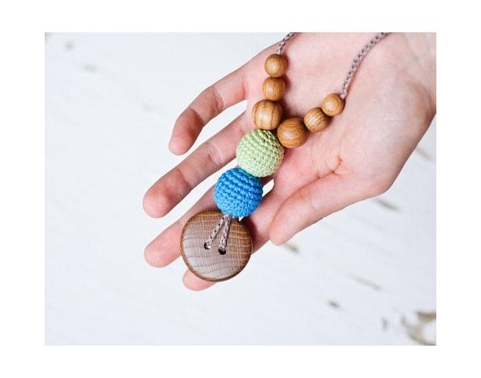 KANGAROO CARE Collier d'allaitement et de portage Mint & Turquoise blue Chne - BN012