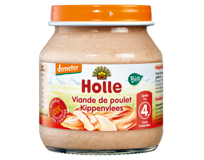 HOLLE Petit Pot de Viande - 125 g Poulet - 4 mois