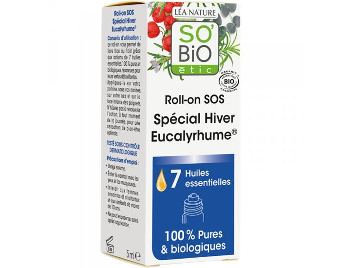 SO'BIO Roll-on SOS Spcial Hiver Eucalyrhume - 7 Huiles Essentielles - 5 ml