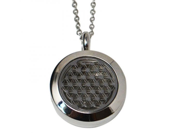 IRR�VERSIBLE Collier M�daillon Diffuseur d'Huiles Essentielles - Fleur de Vie avec 7 Feutrine