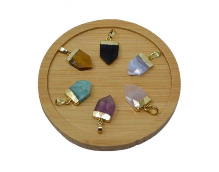 IRR�VERSIBLE Pendentif Pointe Large - Plaqu� Or - Pierres Naturelles