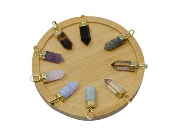 IRR�VERSIBLE Pendentif Bitermine - Plaqu� Or - Pierres Naturelles