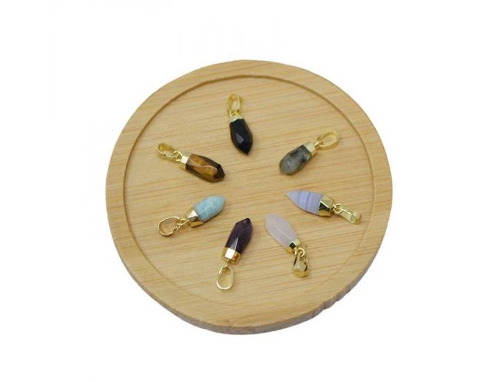 IRR�VERSIBLE Pendentif Petit Pic - Plaqu� Or - Pierres Naturelles