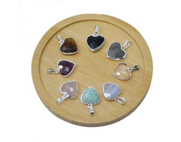 IRRVERSIBLE Pendentif Coeur - Plaqu Argent - Pierres Naturelles