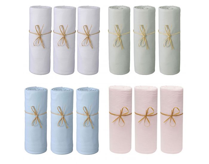 P'TIT BASILE Lot de 3 Draps Housse B�b� - Jersey Bio - 70x140 cm