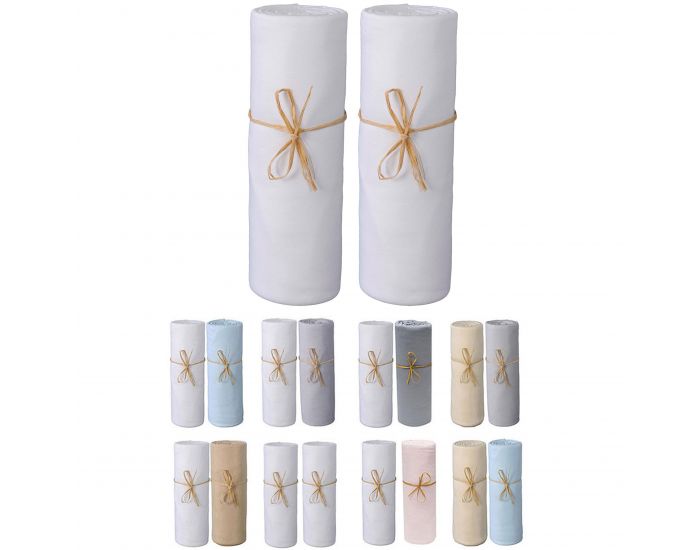 P'TIT BASILE Lot de 2 Draps Housse Bb - Lit Cododo, Nacelle ou Couffin - Jersey Bio - 50x80 cm 