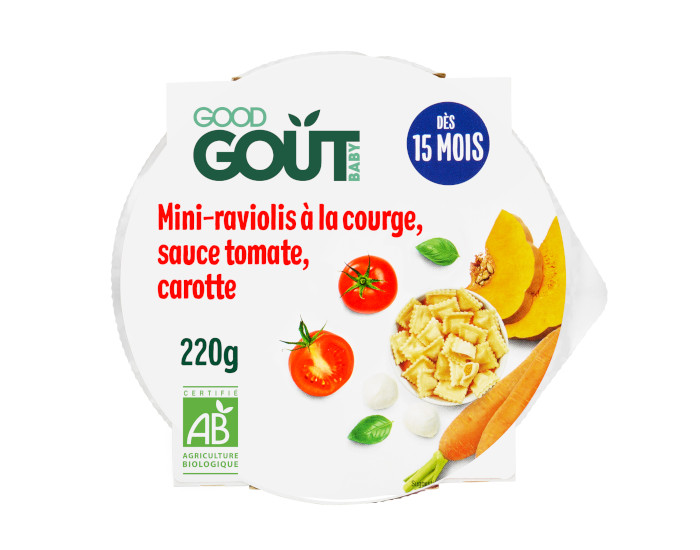 GOOD GOUT Petit Plat Bb Mini-Raviolis  la Courge, Sauce Tomate, Carotte - 190g  - Ds 15 mois