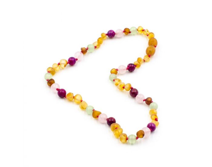 123AMBRE Collier Ambre B�b� - Quartz Agate Rose et Cat's Eye