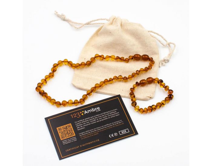 123AMBRE Pack Collier d'Ambre + Bracelet d'Ambre B�b� - Perles Baroques