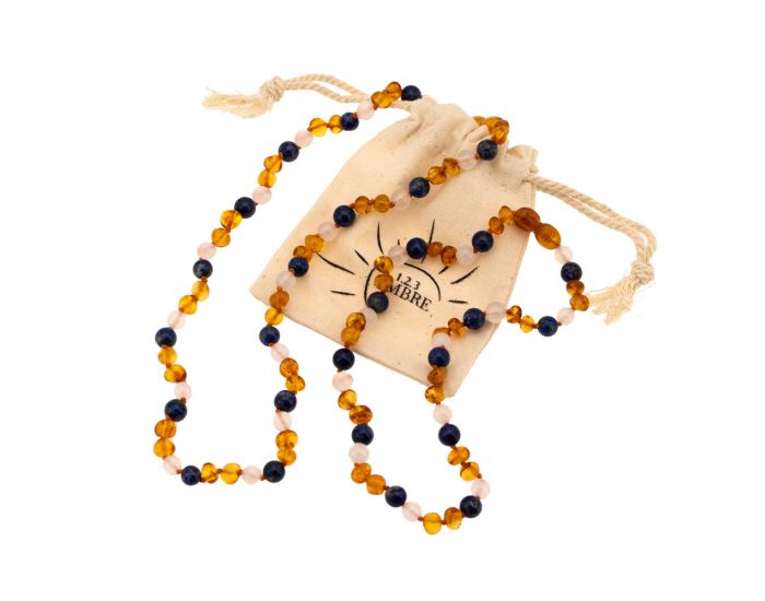 123AMBRE Pack Collier Maman + B�b� Ambre - Agate et Lapis Lazuli