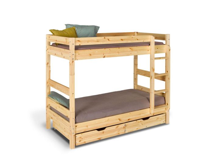 AKITEN RETAIL Lit Superpos� S�parable avec Tiroirs - Aaron - Bois Naturel 80x190 cm