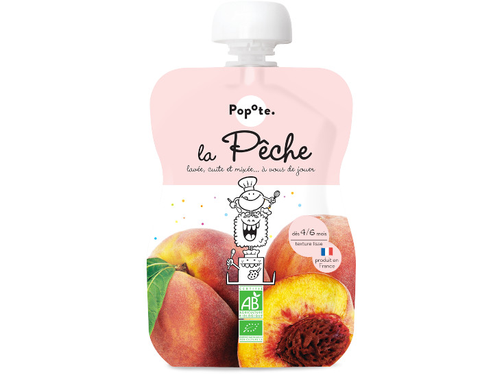 POPOTE Gourde Pche Bio - 120g - Ds 4/6 mois
