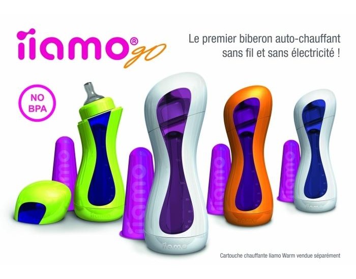 IIAMO Biberon Iiamo go auto-chauffant - Blanc et Bleu