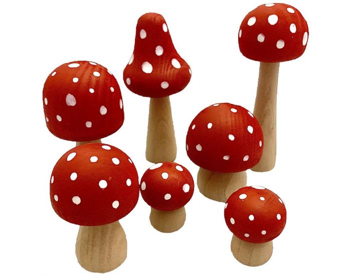 PAPOOSE TOYS Champignons en Bois - Set de 7 - D�s 3 ans