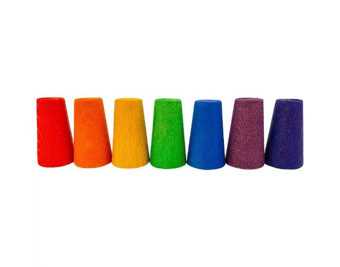 PAPOOSE TOYS Mini C�nes en Bois Rainbow - Set de 7 - D�s 3 ans