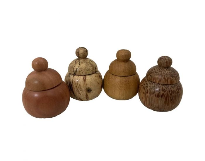 PAPOOSE TOYS Mini Pots de F�es en Bois Naturel - Set de 4 - D�s 3 ans