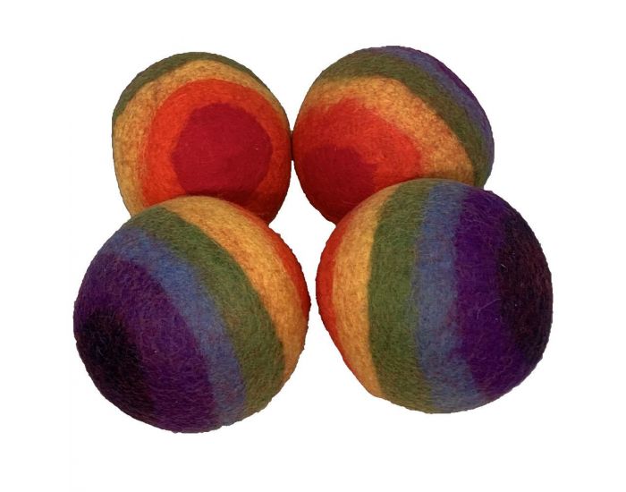 PAPOOSE TOYS Balles en Laine Feutr�e - Rainbow - Set de 4 - D�s la naissance