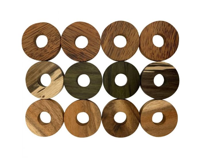PAPOOSE TOYS Mini Anneaux en Bois Naturel - Set de 12 - D�s 3 ans
