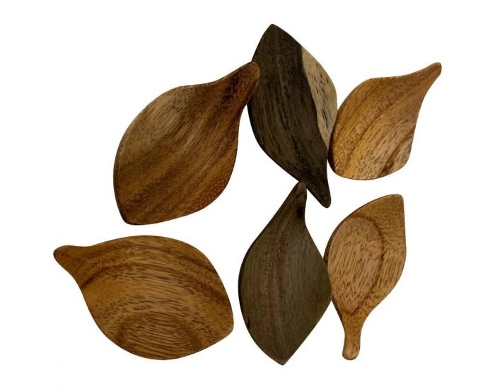 PAPOOSE TOYS Mini Feuilles en Bois Naturel - Set de 6 - D�s 3 ans