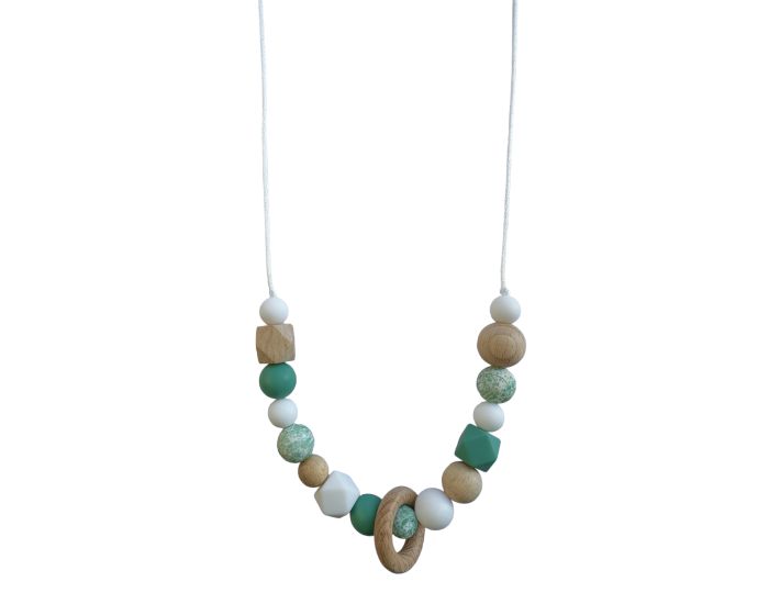 MAWEN MATERNE Collier d'Allaitement ou de Portage - Silicone - Vert, Blanc, Bois - Nathalia