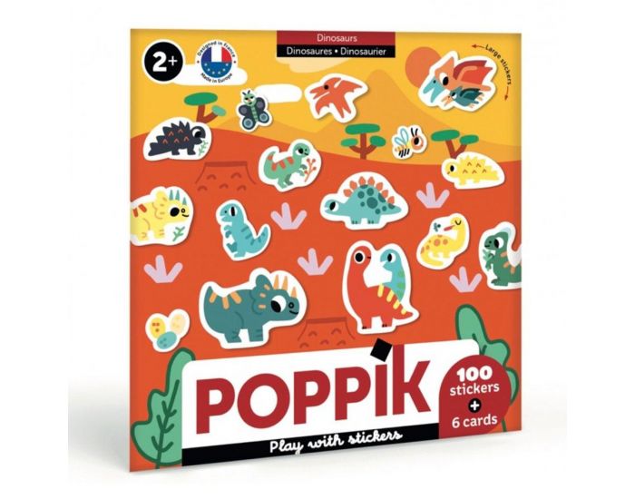 POPPIK Cartes et Stickers - Ds 2 ans  Dinausores 