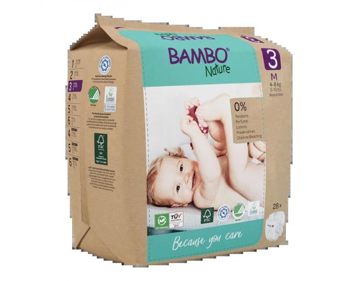 BAMBO NATURE Couches Ecologiques - Papier Kraft - Taille 3 - 4 � 8 kg
