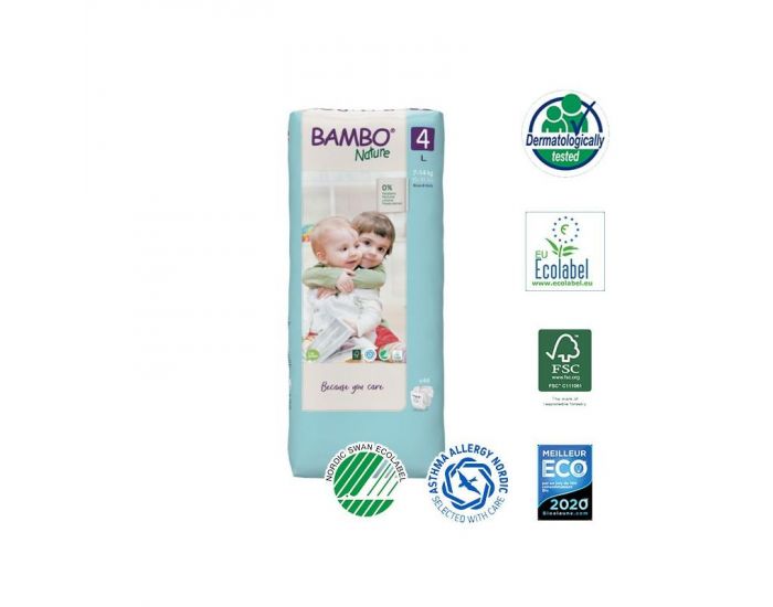 BAMBO NATURE Couches �cologiques Nature - Pack �conomique - Taille 4 - 7 � 14 kg