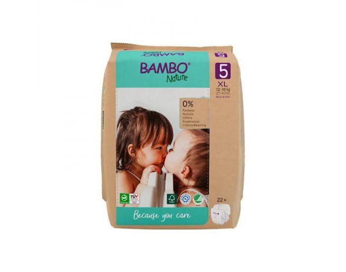 BAMBO NATURE Couches Ecologiques - Papier Kraft - Taille 5 - 12 � 18 kg
