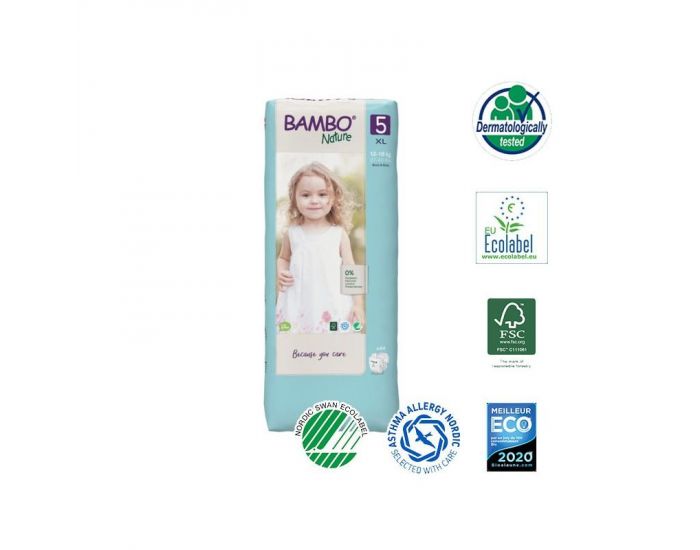 BAMBO NATURE Couches �cologiques Nature - Pack �conomique - Taille 5 - 12 � 18 kg
