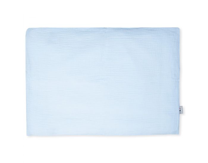 SEVIRA KIDS Taie d'Oreiller Unie en Double Gaze de Coton - Jeanne Bleu