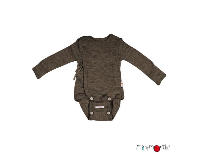 MANYMONTHS Body Kimono Evolutif - Manches Longues - en Pure Laine M�rinos - Hippopotamus - 0-9 mois