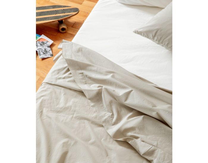 KADOLIS Drap Plat - 1 Personne - en Percale de Coton Bio Lav�