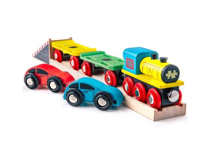 BIGJIGS TOYS Train pour le Transport de Voitures - D�s 3 ans
