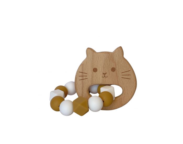 MAWEN MATERNE Hochet Bois et Silicone - Chat - D�s 4 mois