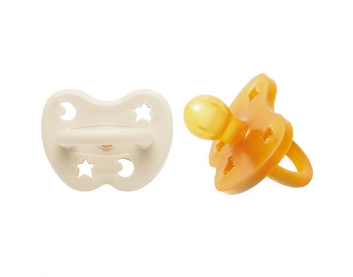 HEVEA Lot de 2 T�tine Ronde - Milky White et Natural - 3-36 mois