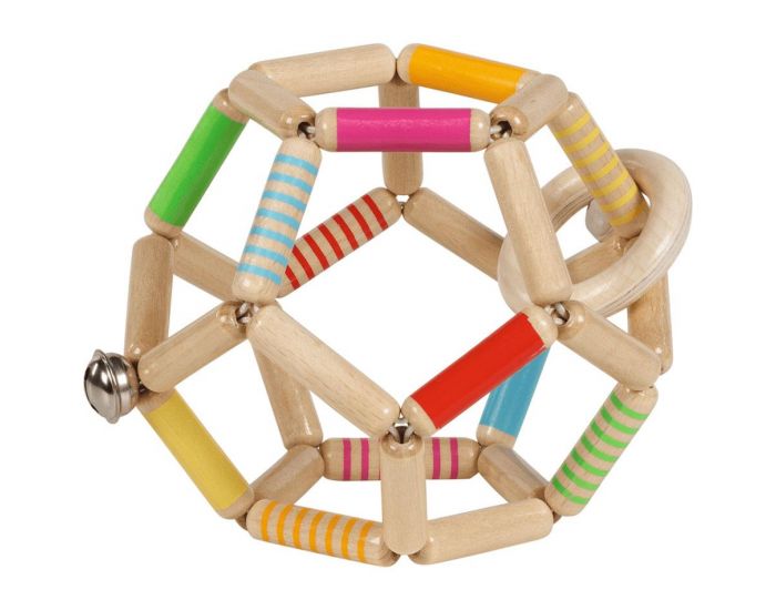 GOKI Hochet - Balle flexible - en Bois - Ray� - D�s la Naissance