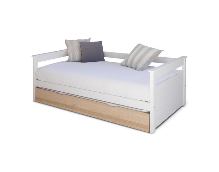 AKITEN RETAIL Lit Banquette Gigogne - Izao - Blanc et Bois