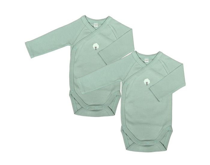 EVEIL ET NATURE Lot de 2 Bodys Manches Longues - Aqua