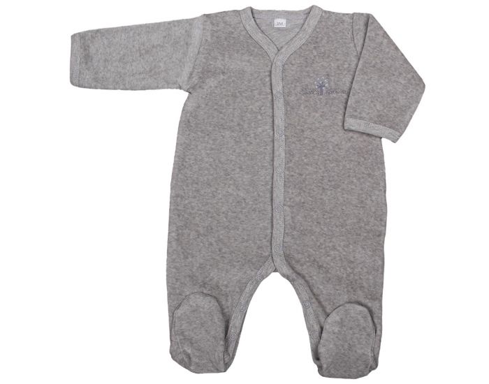 EVEIL ET NATURE Pyjama Velours Coton Bio - Gris