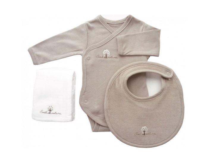EVEIL ET NATURE Set Body/Bavoir/Lange - 3 mois